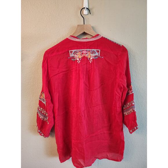 NWT Johnny Was Bethanie Tunic Red Embroidered SZ Small Boho - Picture 2 of 7